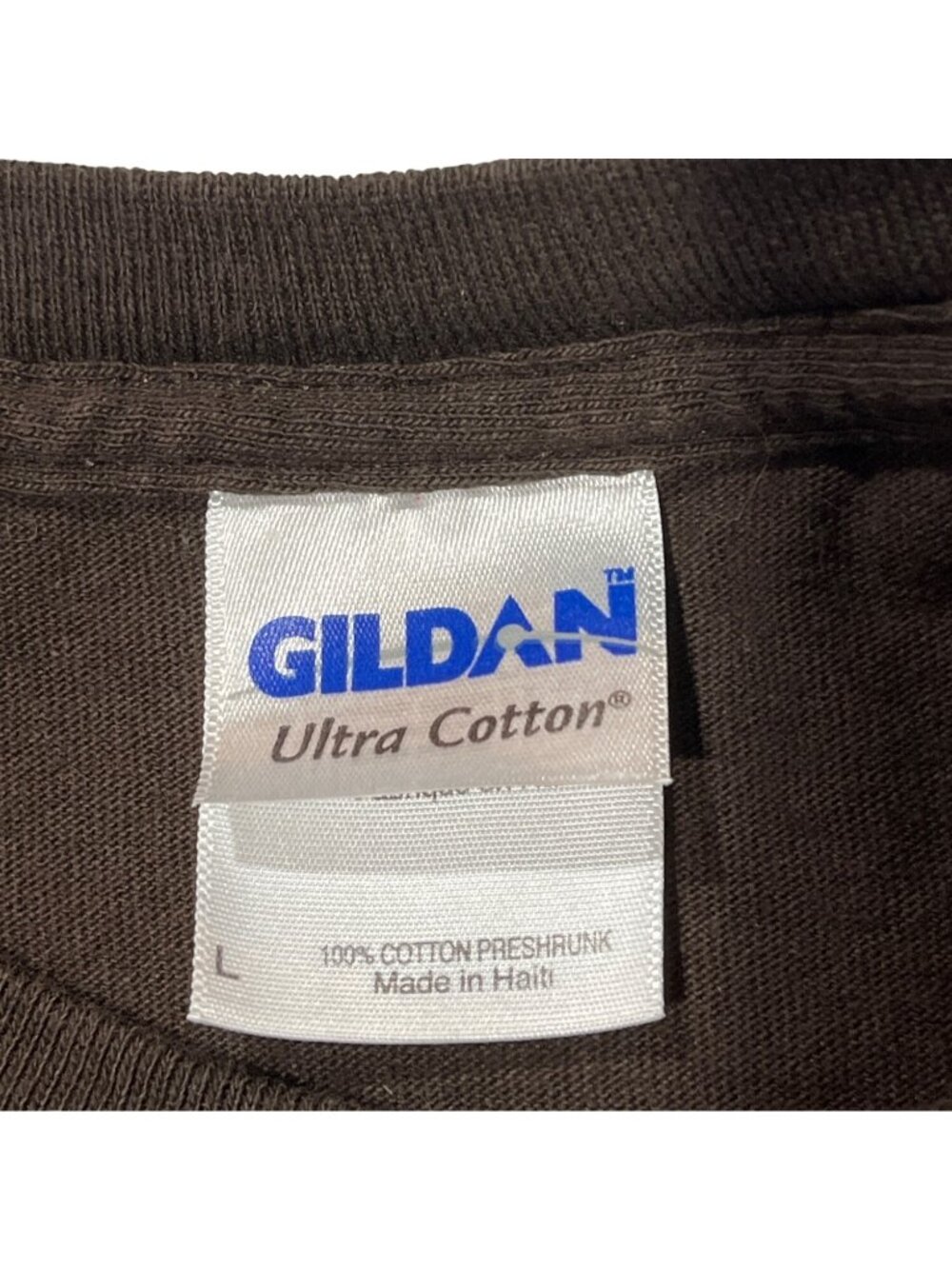 Lets Eat Grandma Commas Save Lives Gildan Ultra Cotton Brown T-Shirt Size L - Picture 4 of 6